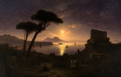 Napolinlahti kuutamoisena yönä, 1842 tekijältä Ivan Konstantinovich Aivazovsky