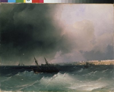 Näkymä Odessaan mereltä (Ukraina). Ivan Konstantinovich Aivazovskin (1817-1900) maalaus. Öljy kankaalle, 45 x 58 cm tekijältä Ivan Konstantinovich Aivazovsky