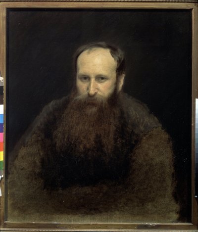 Taiteilija Vasili Vereshchaginin (1842-1904) muotokuva (Taiteilija V. Verštšaginin muotokuva). maalaus Ivan Nikolajevitš Kramskoi (1837-1887), öljy kankaalle tekijältä Ivan Nikolaevich Kramskoy