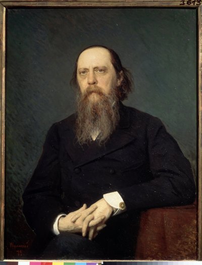 Muotokuva kirjailijasta Mihail Saltykov-Shchedrin (Saltykov Shchedrin, Saltykov-Shchedrin, Saltykov Shchedrin) (1826-1889) (Muotokuva kirjailija M. Saltykov Shchedrin). Ivan Nikolajevitš Kramskoin (1837-1887) maalaus öljy kankaalle tekijältä Ivan Nikolaevich Kramskoy
