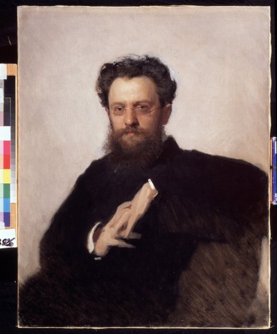 Muotokuva taidehistorioitsijasta, professori Adrian (Adrien) Prakhovista (1846-1916) (Taidehistorioitsija, professori A.Prakhovin muotokuva). Ivan Nikolajevitš Kramskoin (1837-1887) maalaus öljy kankaalle tekijältä Ivan Nikolaevich Kramskoy