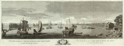 Näkymä Neva-joelle keittiöpihan ja Vasiljevski-saarikirjan välissä Pietarin 50-vuotisjuhlaan, 1753 tekijältä Ivan Petrovich Elyakov