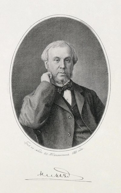 Nikolai Aleksejevitš Miljutinin muotokuva 1818-1872, 1883 tekijältä Ivan Petrovich Pozhalostin