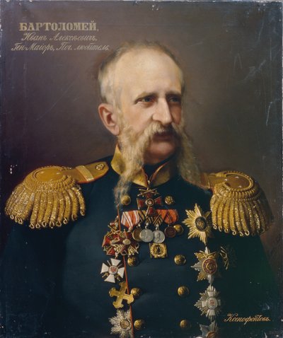 Ivan Aleksejevitš Bartolomein muotokuva 18131870, 1860-luku tekijältä Ivan Stepanovich Ksenofontov