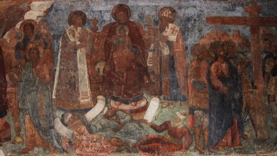 Fresko Neitsyt Marian katedraalissa, Novgorod, 1700-luvun alku. tekijältä Ivan Yakovlevich Bakhmatov