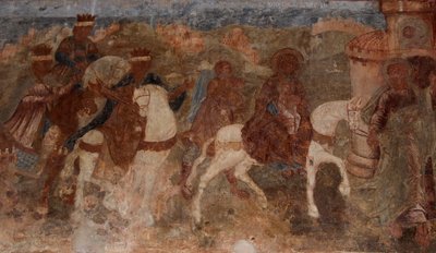 Fresko Neitsyt Marian katedraalissa, Novgorod, 1700-luvun alku. tekijältä Ivan Yakovlevich Bakhmatov