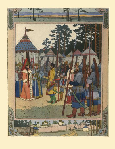 Kuvitus satulle Marya Morevna, 1901 tekijältä Ivan Yakovlevich Bilibin