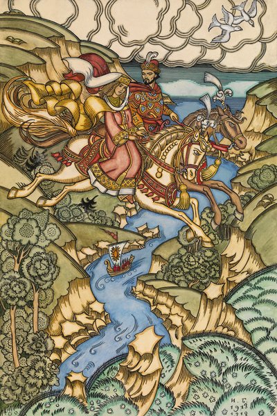 Kuvitus satulle Marya Morevna, 1913-1915 tekijältä Ivan Yakovlevich Bilibin