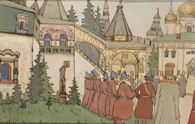 Kuvitus satuun Finist-haukkan sulka, 1900-luvun alku tekijältä Ivan Yakovlevich Bilibin