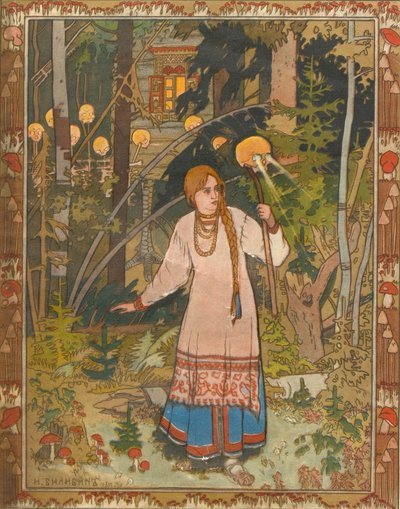 Vasilisa Kaunis Kuvitus kirjaan Vasilisa Kaunis, 1900 tekijältä Ivan Yakovlevich Bilibin