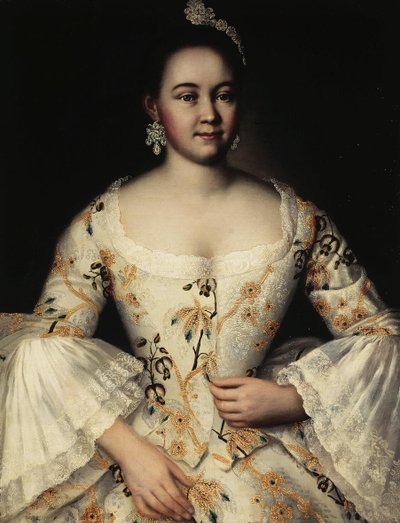 Stepanida Yakovlevan muotokuva 1738-1781, vuoden 1757 jälkeen tekijältä Ivan Yakovlevich Vishnyakov