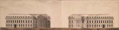 Suunnitelma Admiralty-aukiolle, n. 1770 (kynä, sivellin, tussi ja akvarelli) tekijältä Ivan Yegorovich Starov