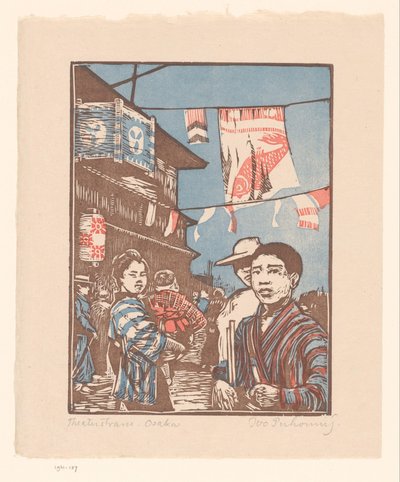 Näkymä Dōtonborille Osakassa Theaterstrasse Osaka (otsikko esineessä) tekijältä Ivo Puhonny (signed by artist)