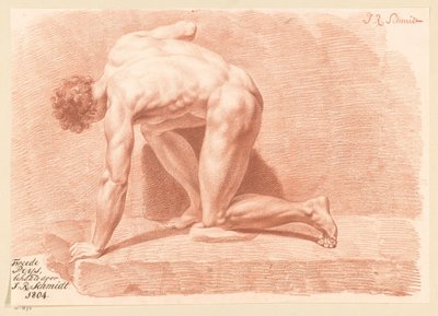 Polvistuva alaston mies, sivukuva (2. palkinto 1804) tekijältä Izaak Riewert Schmidt