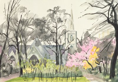 St. Michaels Church, Chester Square, Lontoo, 1982 (wc paperilla) tekijältä Izabella Godlewska de Aranda
