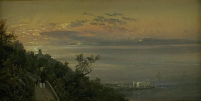 Näkymä Napolin Castellamaren yllä olevilta kukkuloilta tekijältä Johan Christian Dahl