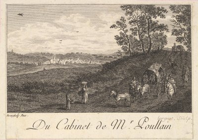 Maisema kärryn kanssa maalauksen jälkeen herra Poullainin kabinetissa, 1780. tekijältä JF Borgnet