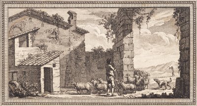 Un pastor finlandès amb ovelles i cabres tekijältä J.F. Clemens
