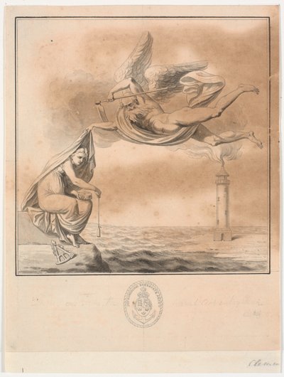 Luonnos kuparilevyksi P. Løvenørnin teokseen Guidance for the Sailing in the Kattegatte tekijältä J.F. Clemens