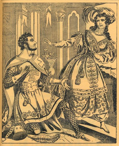 "Ivanhoe: Sir Brian de Bois Guilbert ja Rebecca", 1800-luku tekijältä JL Marks