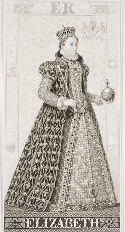Kuningatar Elizabeth I (1533-1603) Englannin ja Skotlannin historian kuvituksista, osa I tekijältä J.L. Williams