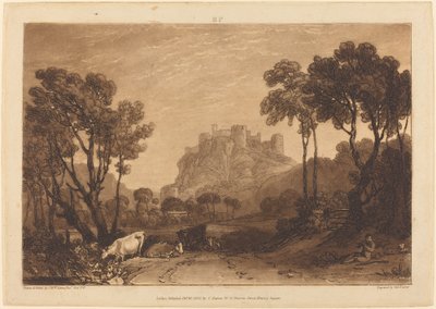 Castle Above the Meadows, julkaistu 1808. tekijältä Joseph Mallord William Turner