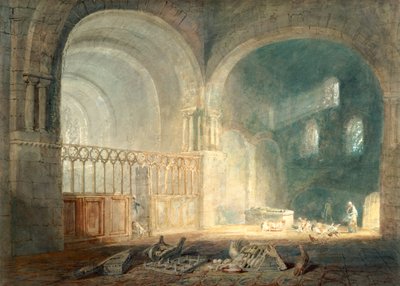 "Transept of Ewenny Priory, Glamorganshire", 1797 tekijältä Joseph Mallord William Turner