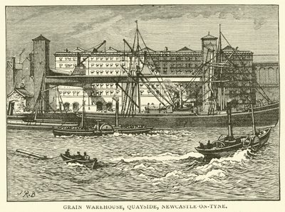 Viljavarasto, Quayside, Newcastle-on-Tyne (kaiverrus) tekijältä J.R. Brown