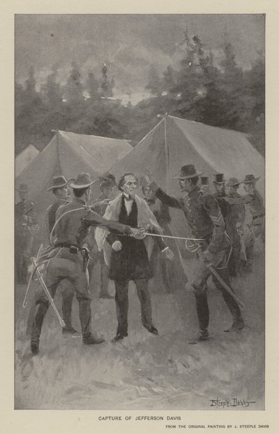 Jefferson Davisin vangitseminen (litho) tekijältä J. (after) Steeple Davis