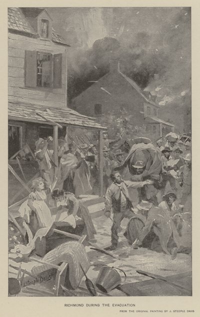 Richmond evakuoinnin aikana (litho) tekijältä J. (after) Steeple Davis