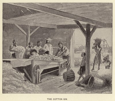 Cotton Gin (litho) tekijältä J. (after) Steeple Davis