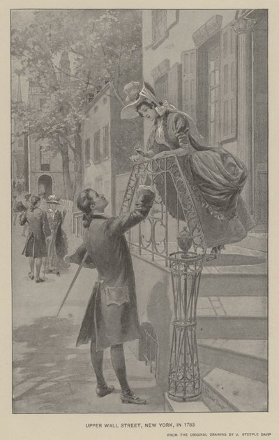 Upper Wall Street, New York, vuonna 1783 (litho) tekijältä J. (after) Steeple Davis