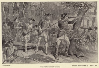 Washingtonin ensimmäinen voitto (litho) tekijältä J. (after) Steeple Davis