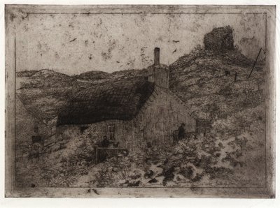 Kalastajan mökki kukkulalla - Mansaari tekijältä J. Alden Weir