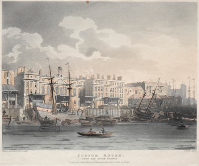 Tullitalo, Thames-joelta, 1808. tekijältä J. Bluck