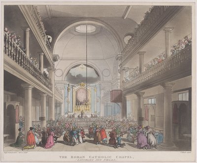 Roomalaiskatolinen kappeli, Lincolns Inn Fields, 1. huhtikuuta 1808, 1. huhtikuuta 1808. tekijältä J. Bluck
