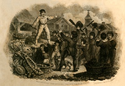 Masaniello Haranguing the Populce of Napolin, 1821. tekijältä J. Chapman