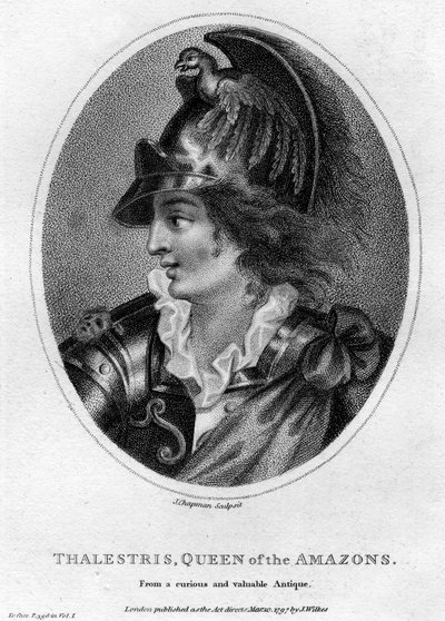 Thalestris, myyttinen Amazonien kuningatar, 1797. tekijältä J. Chapman
