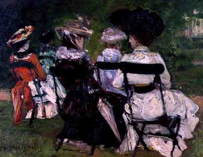 Puistossa, n. 1900 (öljy aluksella) tekijältä J. Edward Homerville Hague