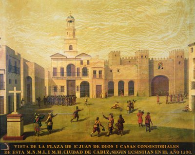 Plaza de San Juan de Dios vuonna 1596 (öljy kankaalle) tekijältä J. Garcia