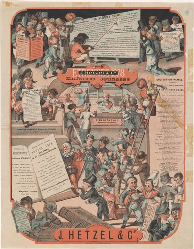 J. Hetzel & Cien rahastoluettelo Pariisissa Etrennes 1878 (otsikko esineessä) tekijältä J. Géoffroy Dickinson