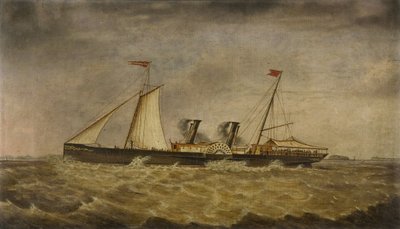 Old Bristol Paddle Pleasure Steamer "The Velindra" jyrkän ja tasaisen Holmesin edustalla (öljy kankaalle) tekijältä J. Gough