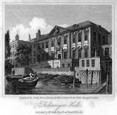 Fishmongers Hall, Lontoon kaupunki, 1817. tekijältä J. Greig