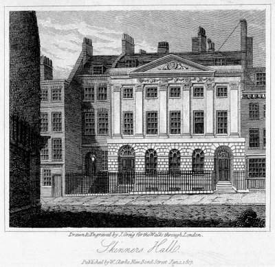 Skinners Hall, Lontoon kaupunki, 1817. tekijältä J. Greig