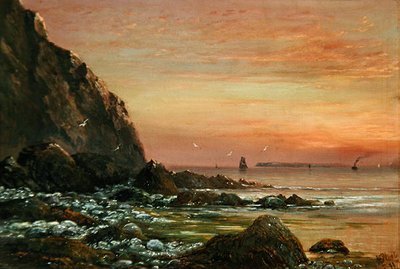 Merimaisema kalliolla auringonlaskun aikaan tekijältä J. H. Blunt