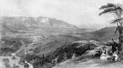 Näkymä Box Hilliltä, päin Norburysta, Surreysta, 1800-luku. tekijältä J. H. Kernot