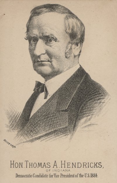 Thomas A Hendricks Indianasta, demokraattien ehdokas Yhdysvaltain varapresidentiksi tekijältä J. H. and Co. Bufford