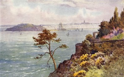 Vicomten St Servan ja Embouchure of the Rance (väri litho) tekijältä J. Hardwicke Lewis
