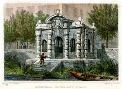 Buckingham Water Gate, Strand, Westminster, Lontoo, 1830. tekijältä J Henshall