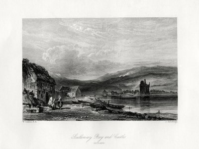 Scalloway Bay ja linna, Zetland, 1800-luku tekijältä J. Horsburgh